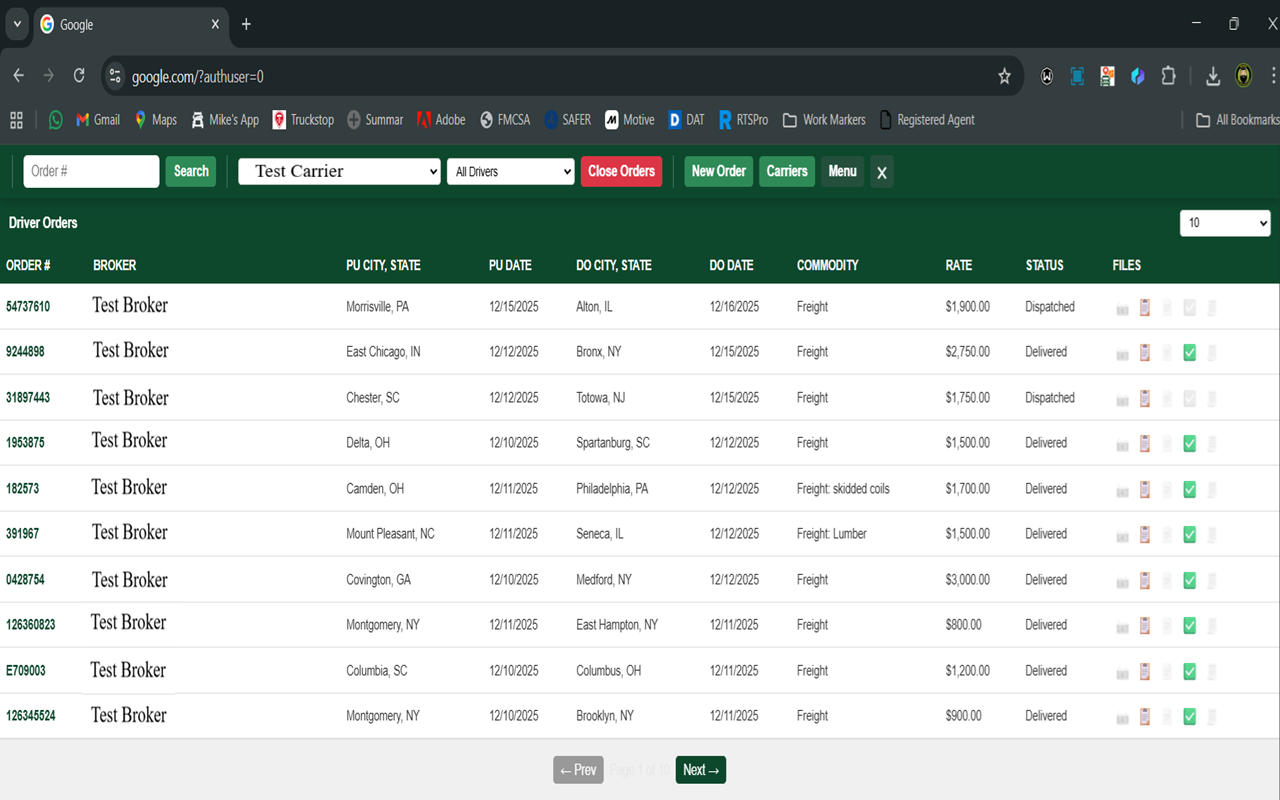DispatchDeck Order Details